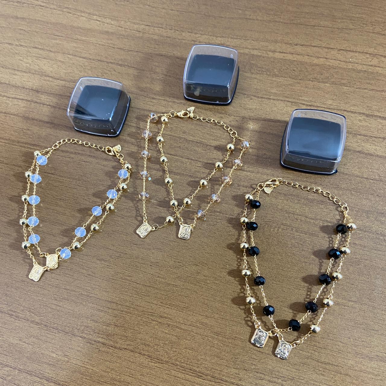 PULSEIRA ESCAPULÁRIO CRISTAL CORES SORTIDAS ( 3 UNIDADES)