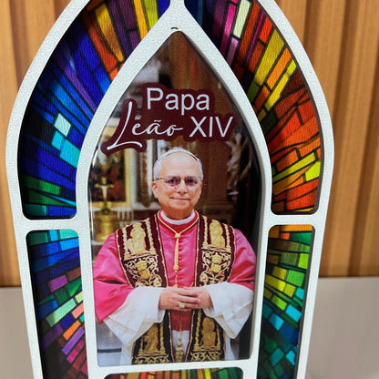 CAPELA MDF VITRAL PAPA LEÃO XIV 18CM (1 UNIDADE)