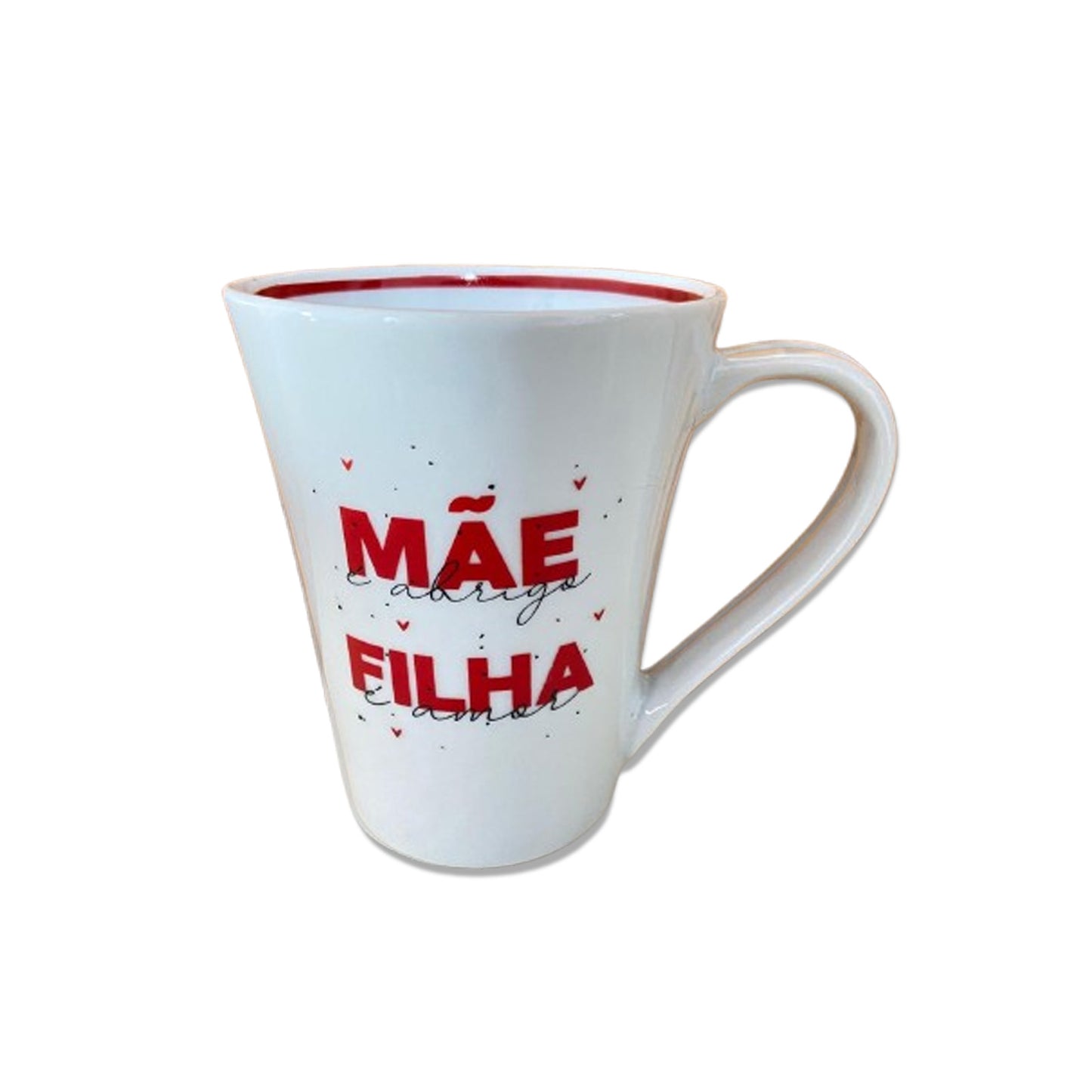 CANECA BRANCA DE PORCELANA MÃE É ALEGRIA FILHA É AMOR (1 UNIDADE)