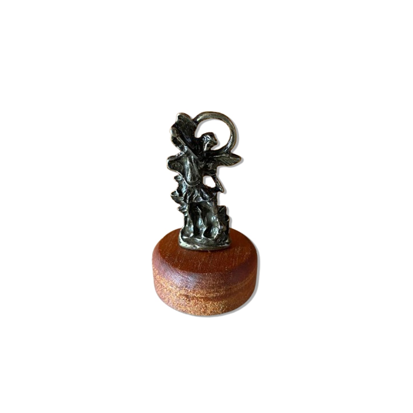 IMAGEM DE MESA METAL OURO VELHO SÃO MIGUEL ARCANJO BASE DE MADEIRA 5CM (1 UNIDADE)
