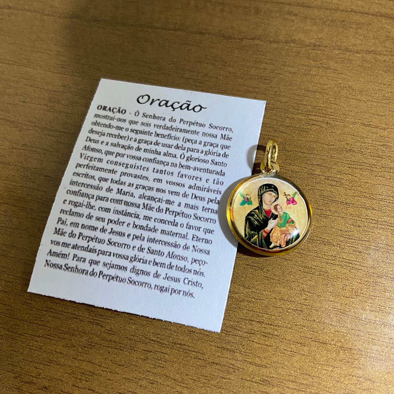 MEDALHA DUPLA FACE NOSSA SENHORA DO PERPÉTUO SOCORRO (12 UNIDADES)