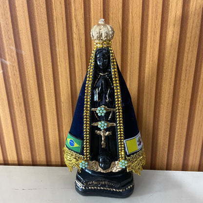 IMAGEM DE GESSO NOSSA SENHORA APARECIDA COM MANTO E STRASS MOD1 22CM (1 UNIDADE)