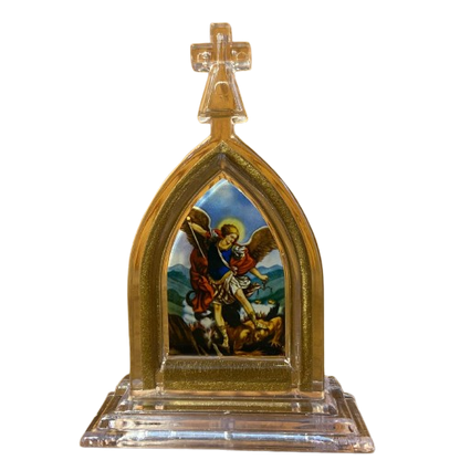 CAPELA ACRÍLICA P SÃO MIGUEL ARCANJO  12X8,5CM TRANSPARENTE (1 UNIDADE)