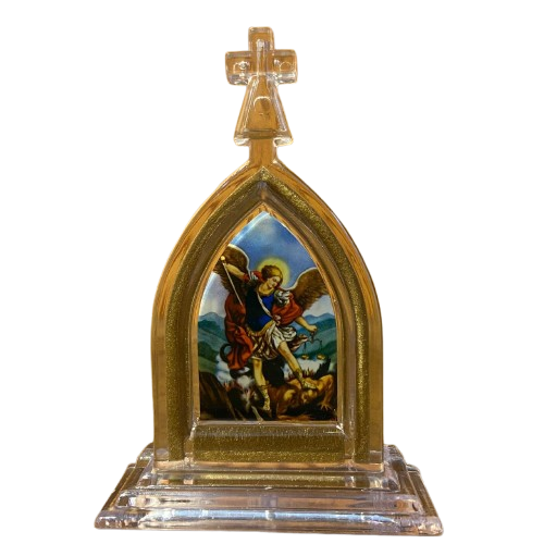 CAPELA ACRÍLICA P SÃO MIGUEL ARCANJO  12X8,5CM TRANSPARENTE (1 UNIDADE)