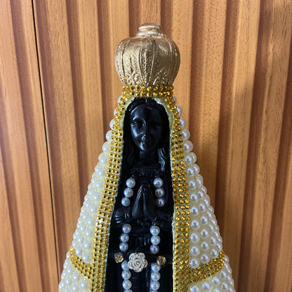 IMAGEM DE GESSO NOSSA SENHORA APARECIDA PÉROLA 31CM (1 UNIDADE)
