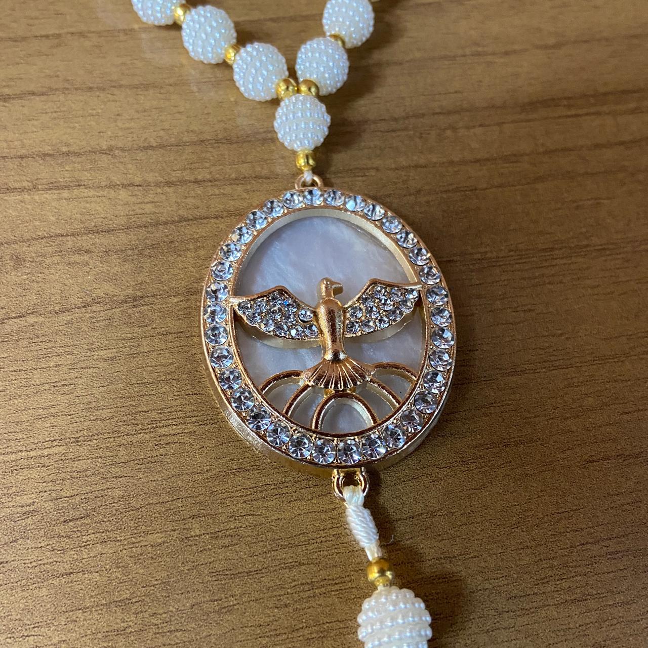 DEZENA PARA CARRO DIVINO ESPÍRITO SANTO AMORA BRANCA MOD3 10MM (3 UNIDADES)