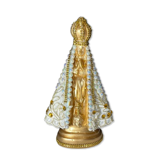 IMAGEM DE GESSO NOSSA SENHORA APARECIDA DOURADA COM REDE 23CM (1 UNIDADE)