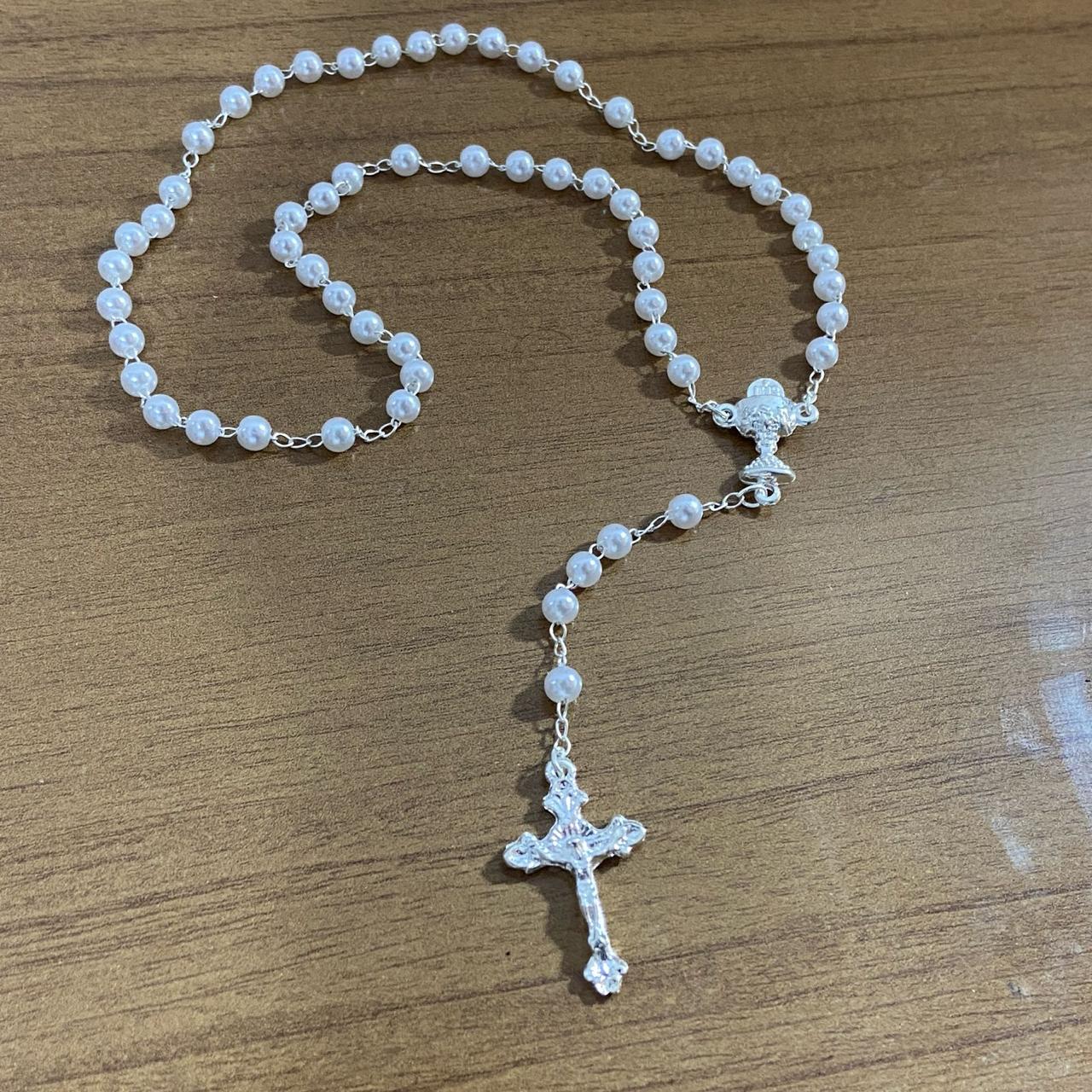 TERÇO PÉROLA COM CÁLICE 4MM (12 UNIDADES)