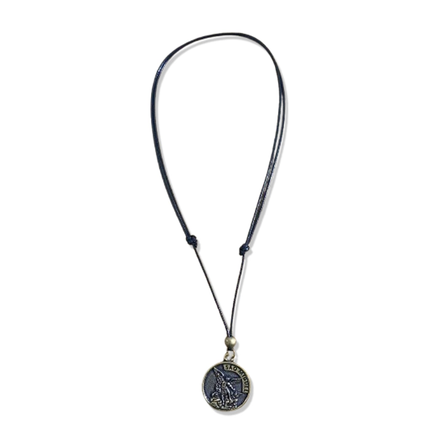 CORDÃO ENCERADO REGULÁVEL MEDALHA DE SÃO MIGUEL ARCANJO OURO VELHO (3 UNIDADES)