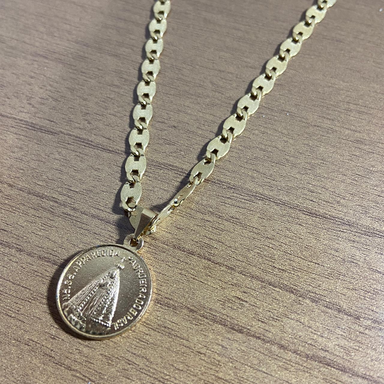 CORRENTE DOURADA NOSSA SENHORA APARECIDA E BASÍLICA ( 1 UNIDADE)