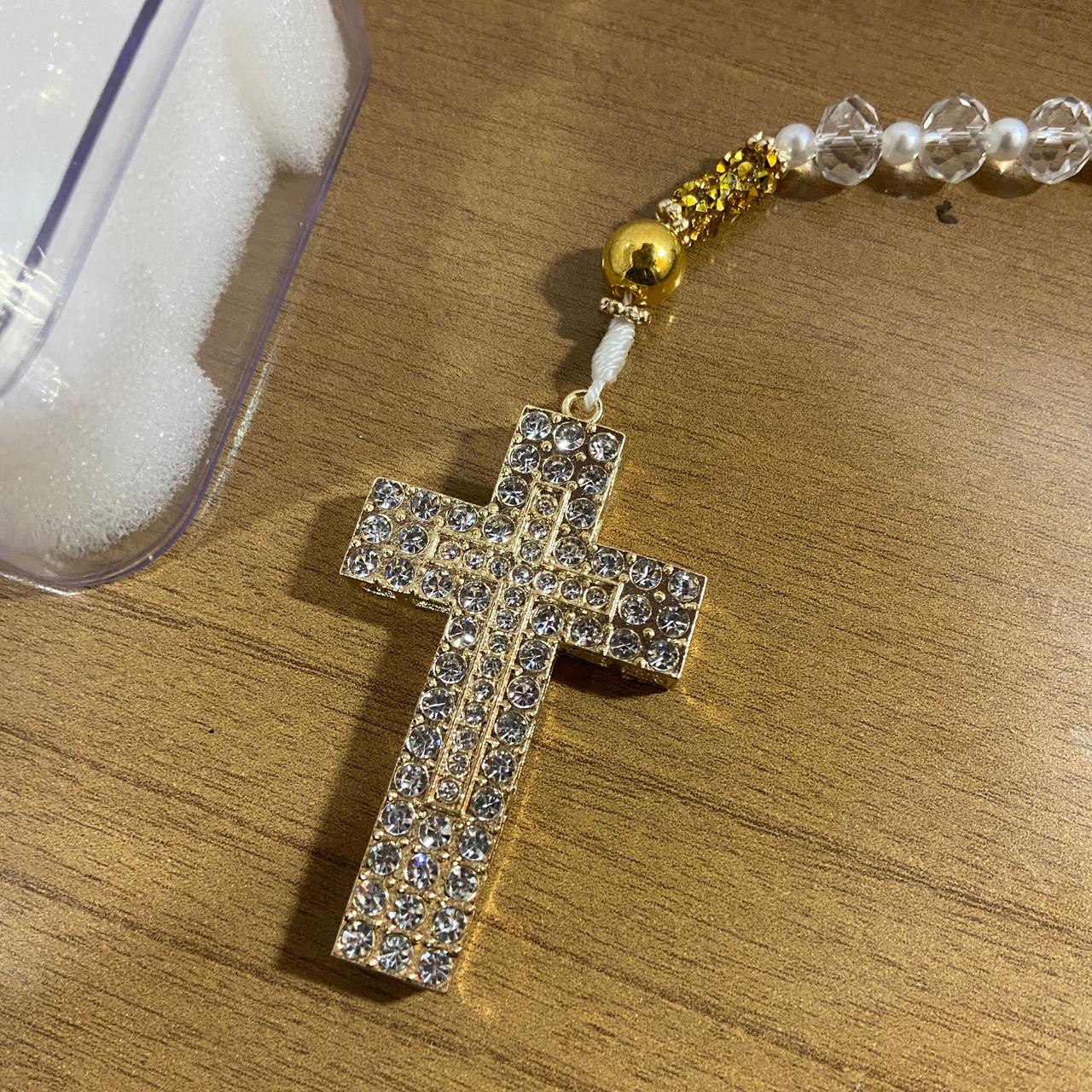 TERÇO DE NOIVA CRISTAL NOSSA SENHORA APARECIDA MOD9 10MM (1 UNIDADE)