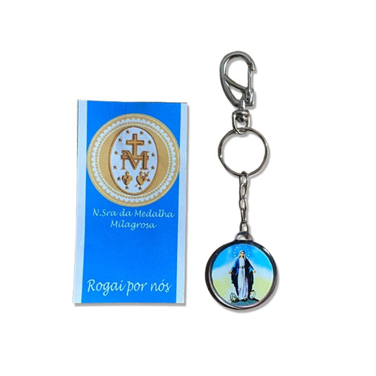 CHAVEIRO METAL DUPLA FACE COM MOSQUETE NOSSA SENHORA DAS GRAÇAS (6 UNIDADES)