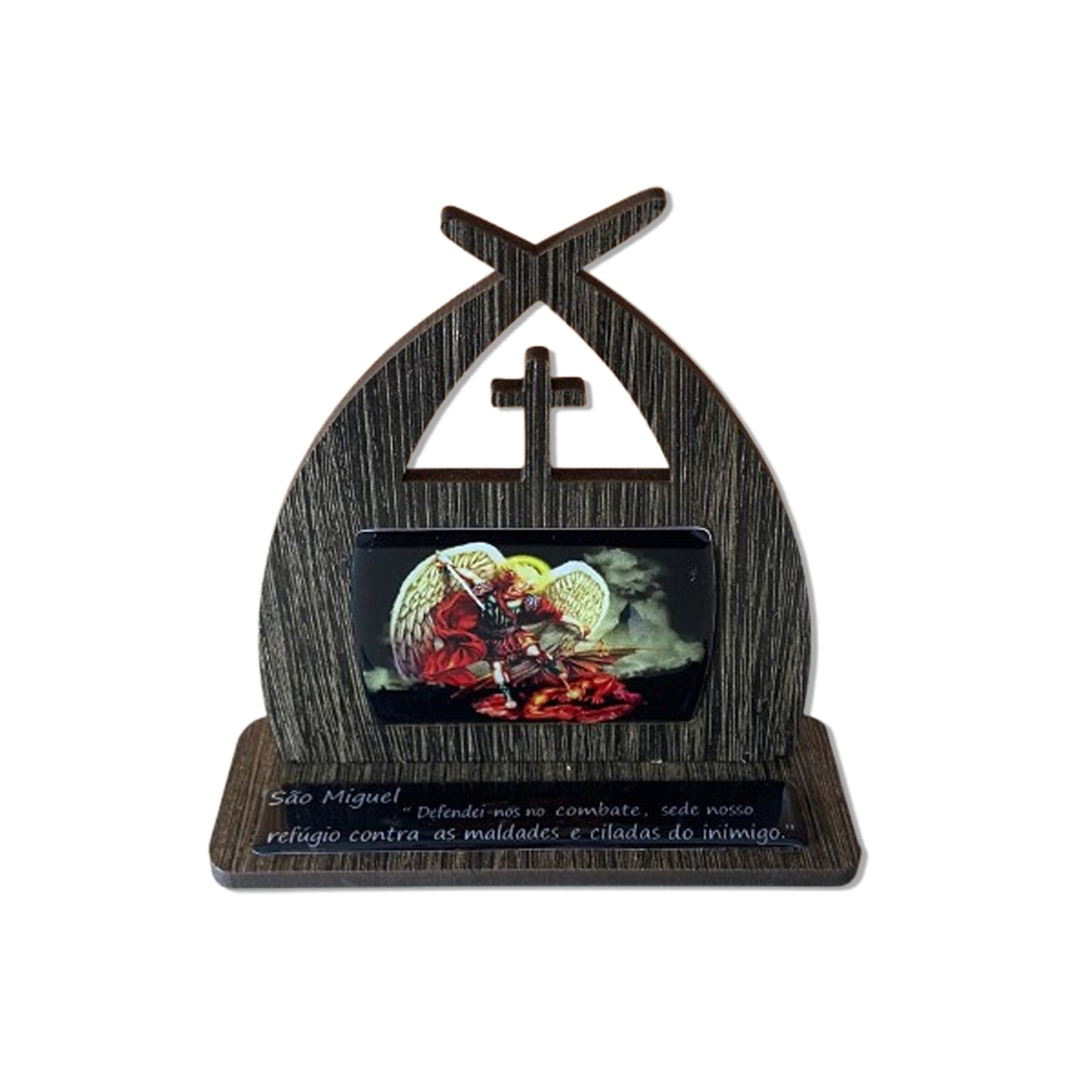 CAPELA MDF TABACO RESINADA SÃO MIGUEL ARCANJO 15CM (1 UNIDADE)