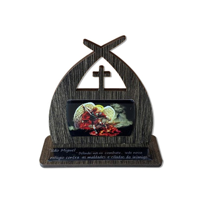 CAPELA MDF TABACO RESINADA SÃO MIGUEL ARCANJO 15CM (1 UNIDADE)