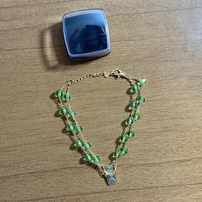 PULSEIRA ESCAPULARIO CRISTAL VERDE CLARO TRANSPARENTE (3 UNIDADES)