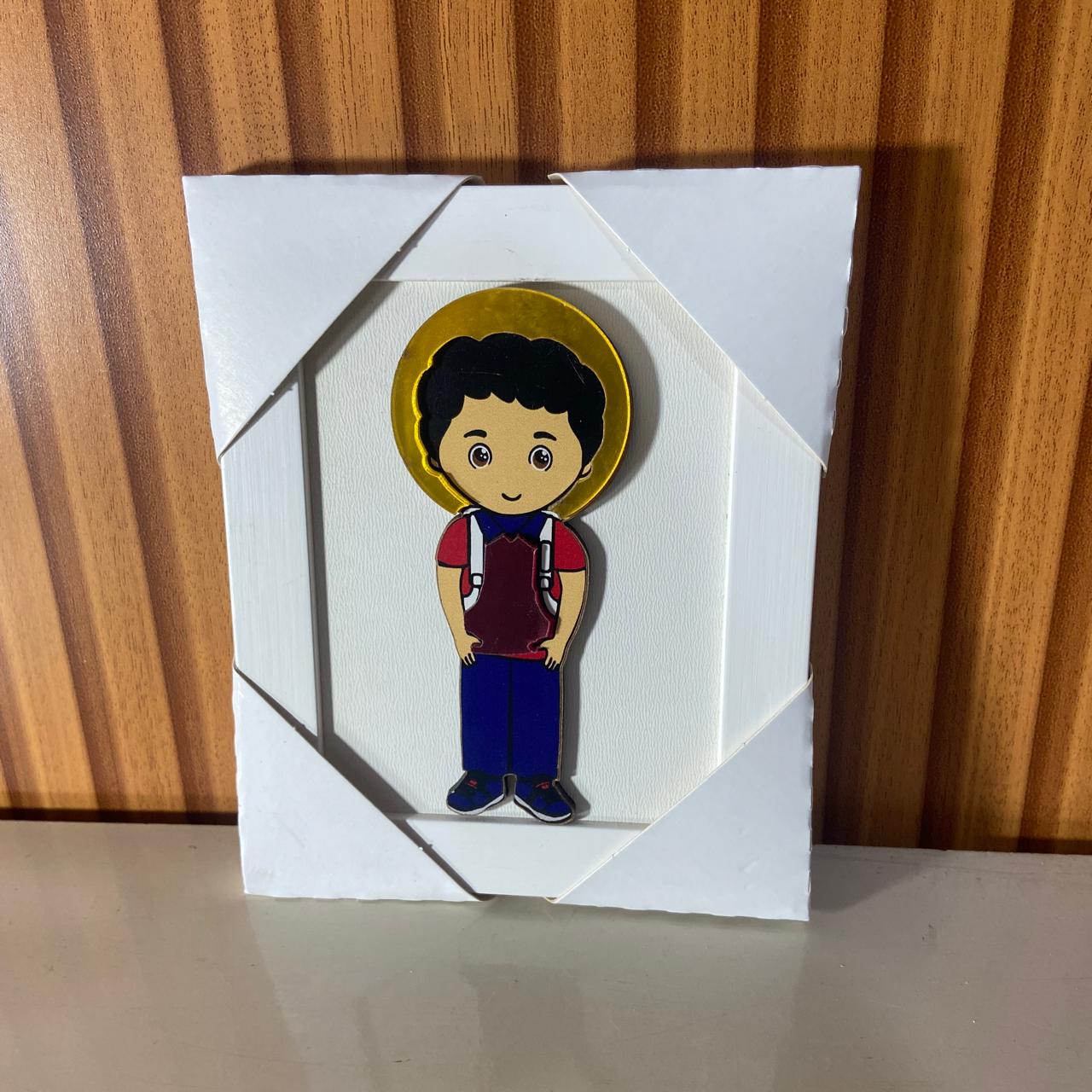 QUADRO MDF CARLO ACUTIS INFANTIL COM ACRÍLICO 15,6CMX 12,6CM (1 UNIDADE)