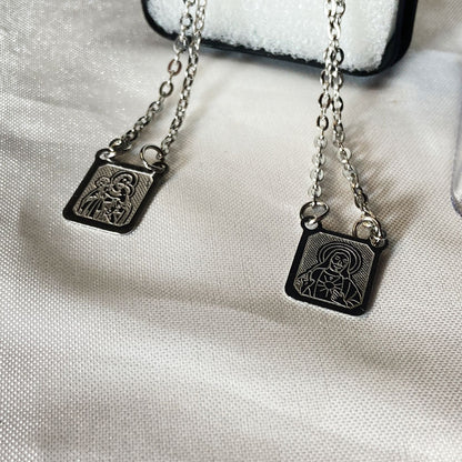 ESCAPULÁRIO INOX LASER SAGRADO CORAÇÃO DE  JESUS E SÃO JOSÉ  (6 UNIDADES)