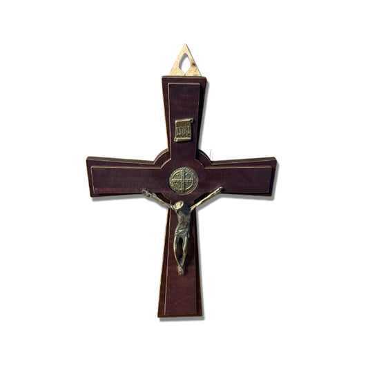 CRUCIFIXO MDF DE PAREDE MEDALHA SÃO BENTO 23CM (1 UNIDADE)