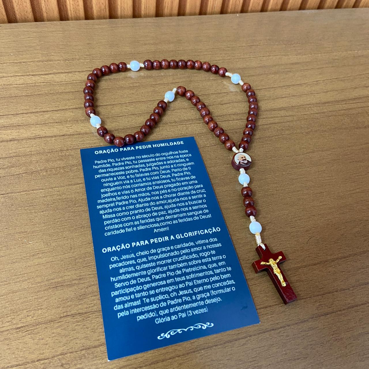 TERÇO DE MADEIRA SANTO PADRE PIO (3 UNIDADES)