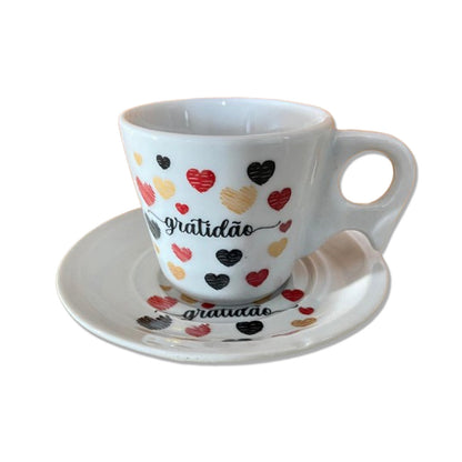 XÍCARA COM PIRES GRATIDÃO 200ML  (1 UNIDADE)
