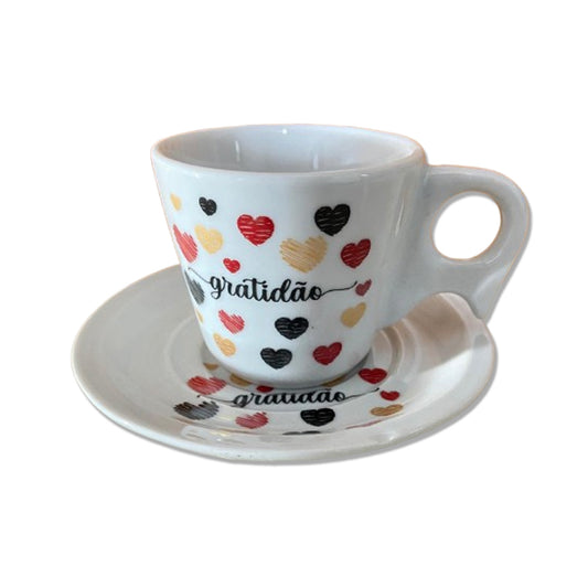 XÍCARA COM PIRES GRATIDÃO 200ML  (1 UNIDADE)