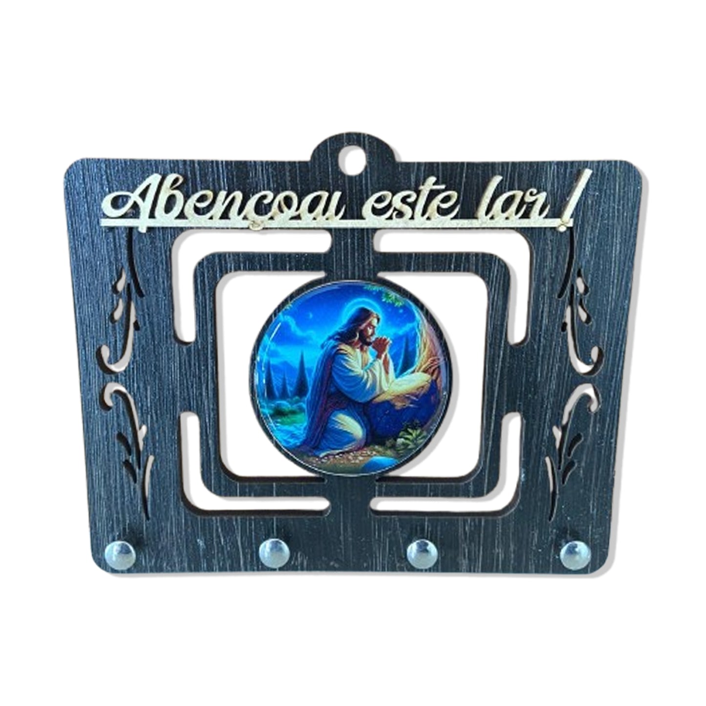 PORTA CHAVE VAZADO RESINADO JESUS NO HORTO DAS OLIVEIRAS 14CM (1 UNIDADE)