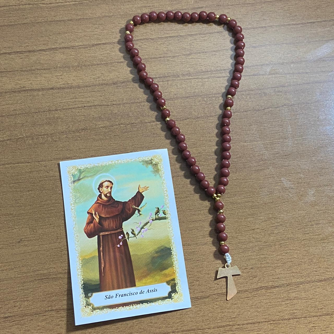 TERÇO SÃO FRANCISCO MARROM 6MM (1 UNIDADE)