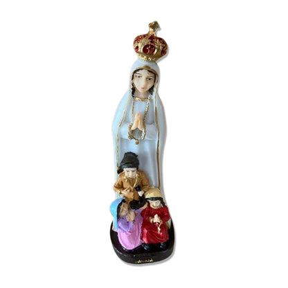 IMAGEM DE RESINA NACIONAL NOSSA SENHORA DE FÁTIMA COM PASTORES MOD2 20CM (1 UNIDADE)