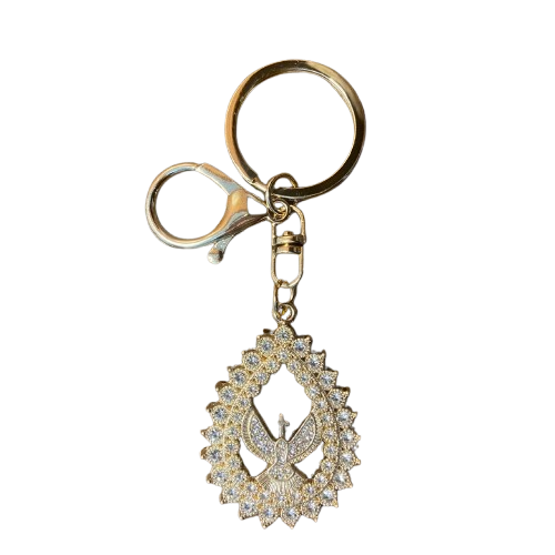 CHAVEIRO LUXO DIVINO ESPÍRITO SANTO GOTA COM STRASS  (6 UNIDADES)