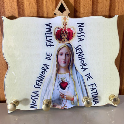 PORTA CHAVE RESINADO NOSSA SENHORA DE FÁTIMA MOD2 14CM (1 UNIDADE)
