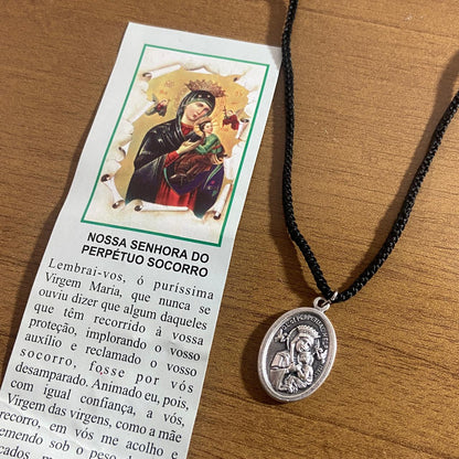 CORDÃO COM MEDALHA PRATA VELHA NOSSA SENHORA DO PERPÉTUO SOCORRO (1 UNIDADES)