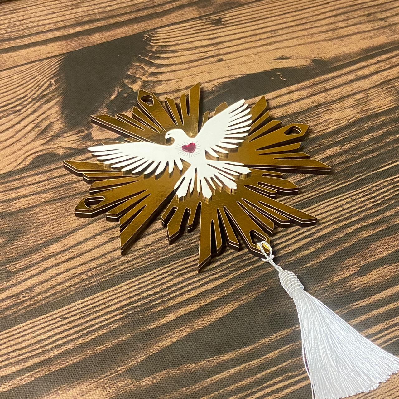 MANDALA MDF  DIVINO ESPÍRITO SANTO DOURADA 20X20CM (1 UNIDADE)