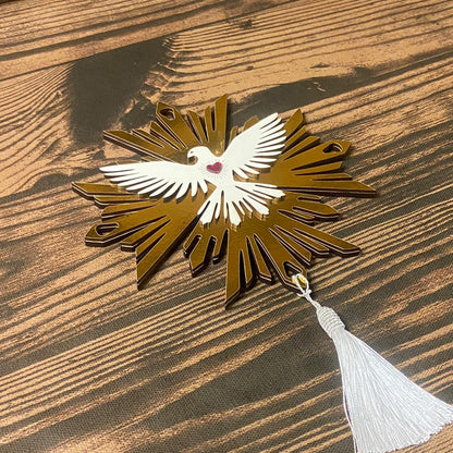 MANDALA MDF  DIVINO ESPÍRITO SANTO DOURADA 20X20CM (1 UNIDADE)