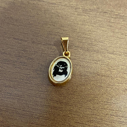 PINGENTE DOURADO RESINADO FACE DE CRISTO  (5 UNIDADES)