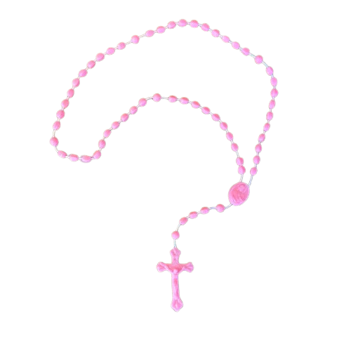 TERÇO ACRÍLICO P ROSA  (12 UNIDADES)