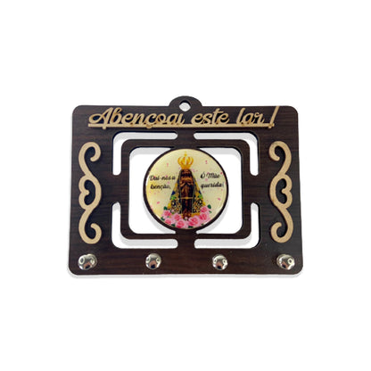 PORTA CHAVE VAZADO RESINADO NOSSA SENHORA APARECIDA AMARELO 14CM (1 UNIDADE)