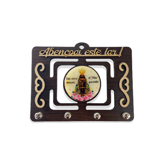 PORTA CHAVE VAZADO RESINADO NOSSA SENHORA APARECIDA AMARELO 14CM (1 UNIDADE)