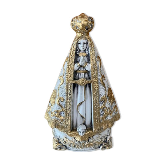 IMAGEM DE GESSO NOSSA SENHORA APARECIDA BRANCA E DOURADA 23CM (1 UNIDADE)