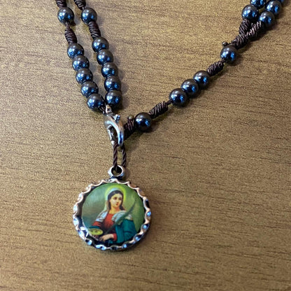 TERÇO PULSEIRA HEMATITA SANTA LUZIA 4MM (6 UNIDADES)