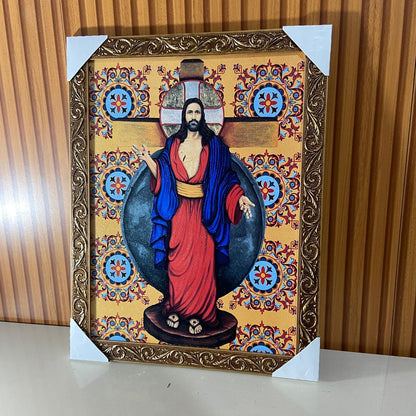 QUADRO COM MOLDURA RESINADO SANTAS CHAGAS 44CMX35CM  MOD2 (1 UNIDADE)