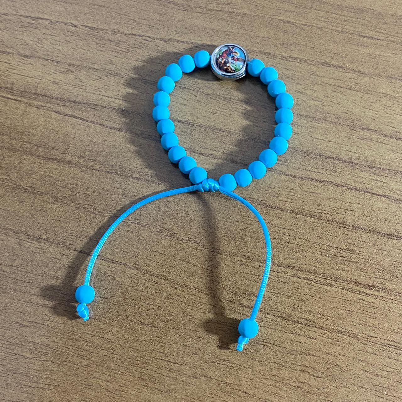 PULSEIRA EMBORRACHADA SÃO MIGUEL ARCANJO AZUL REGULÁVEL (6 UNIDADES)