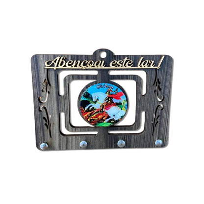 PORTA CHAVE VAZADO RESINADO SÃO JORGE 14CM (1 UNIDADE)