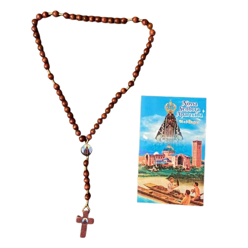 TERÇO DE MADEIRA NOSSA SENHORA APARECIDA  07MM ( 03 UNIDADES )