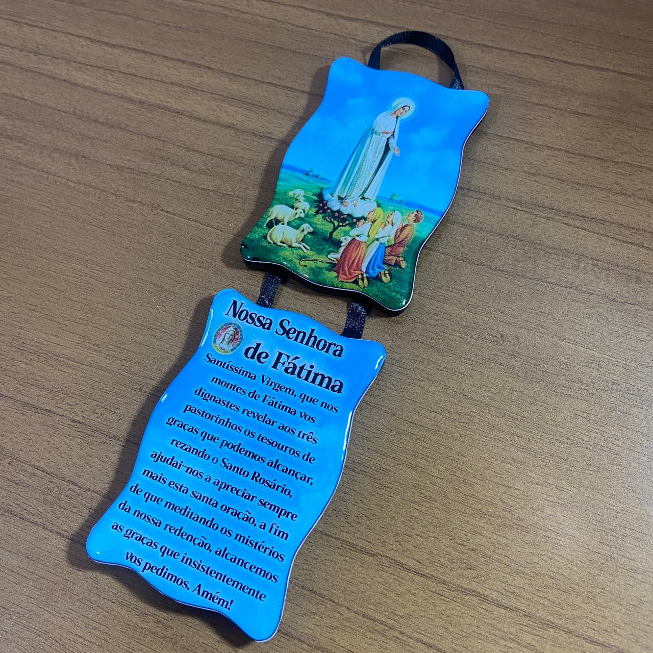 ADORNO DUPLO QUADRADO FITA NOSSA SENHORA DE FÁTIMA MOD2 (1 UNIDADE)
