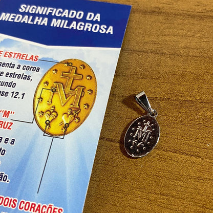 MEDALHA MILAGROSA PRATEADA NOSSA SENHORA DAS GRAÇAS MOD2 (1 UNIDADE)