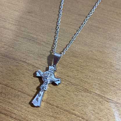 CORRENTE AÇO INOX  CRUCIFIXO MEDALHA SÃO BENTO MOD2  (1 UNIDADES)