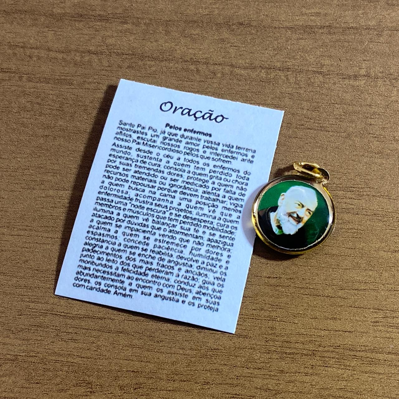 MEDALHA DUPLA FACE SANTO PADRE PIO (12 UNIDADES)