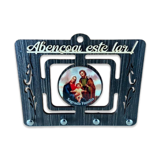 PORTA CHAVE VAZADO RESINADO SAGRADA FAMÍLIA 14CM (1 UNIDADE)