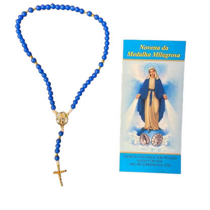 TERÇO PÉROLA AZUL NOSSA SENHORA DAS GRAÇAS 6MM (1 UNIDADE)