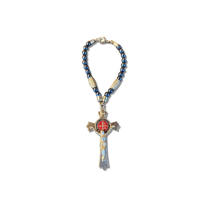 DEZENA PARA CARRO HEMATITA CRUCIFIXO SÃO BENTO 06MM (3 UNIDADES)